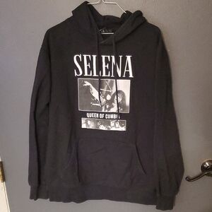 Black Graphic Hoodie with Selena Design